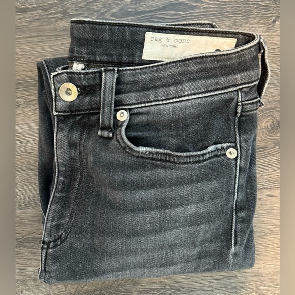 Rag & Bone Nina High Rise Ankle Cigarette Ripped Jeans in Black/Grey - Picture 10 of 10